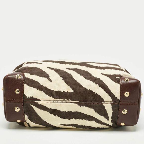 Michael Kors Brown/cream Zebra Print Canvas And Leather Hobo - Picture 7 of 7